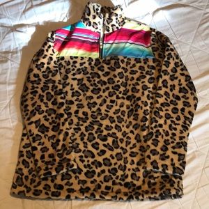 Serape and cheetah fleece pullover
